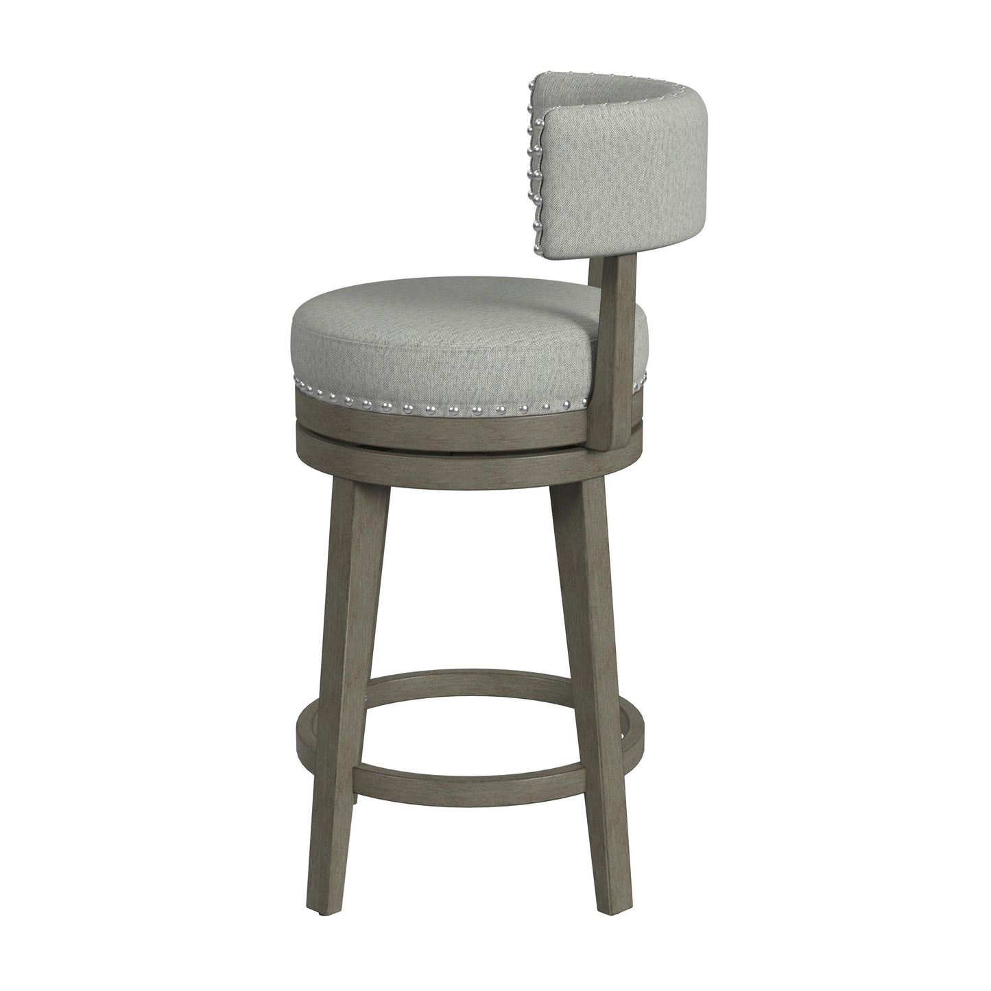 Hillsdale Furniture Lawton Wood Counter Height Swivel Stool, Antique Gray with Ash Gray Fabric