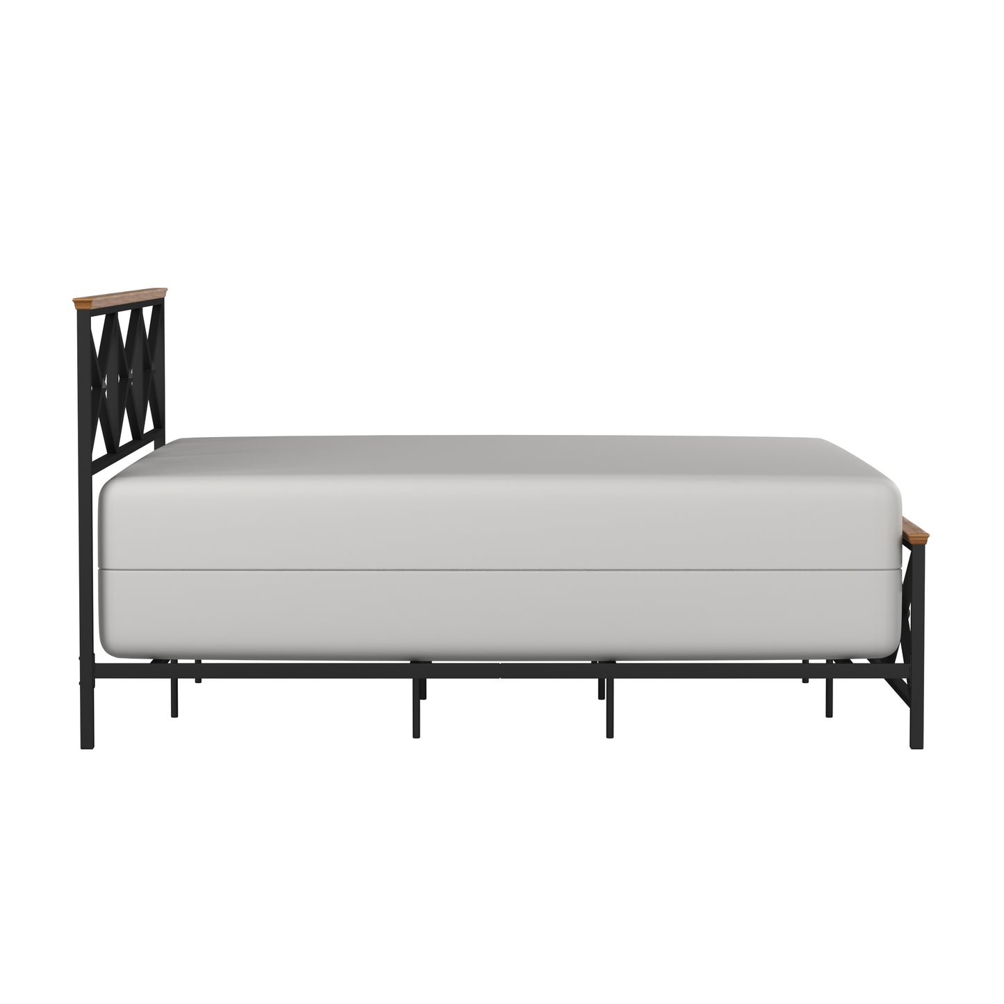 Hillsdale Furniture Ashford Metal King Bed with Wood Accent, Textured Black with Oak Finished Wood