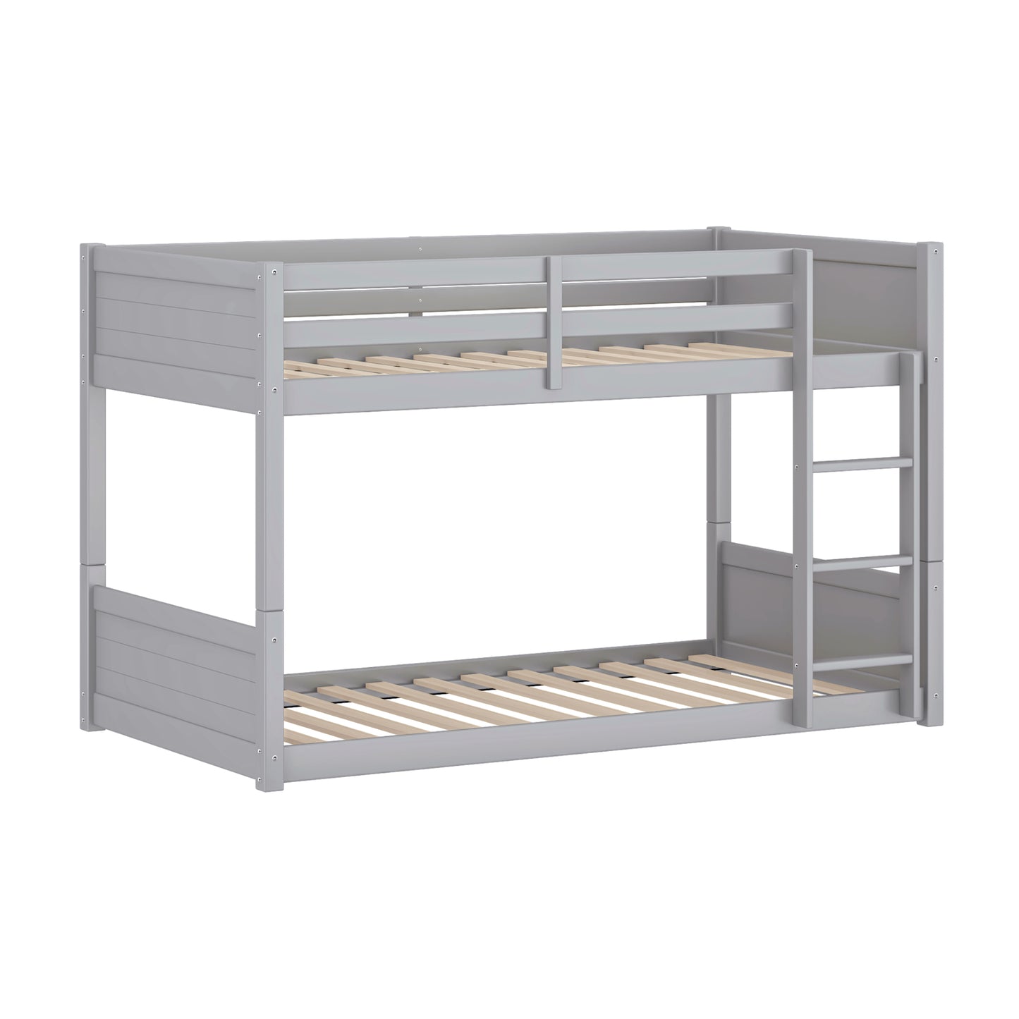 Living Essentials by Hillsdale Capri Wood Twin Over Twin Floor Bunk Bed, Gray