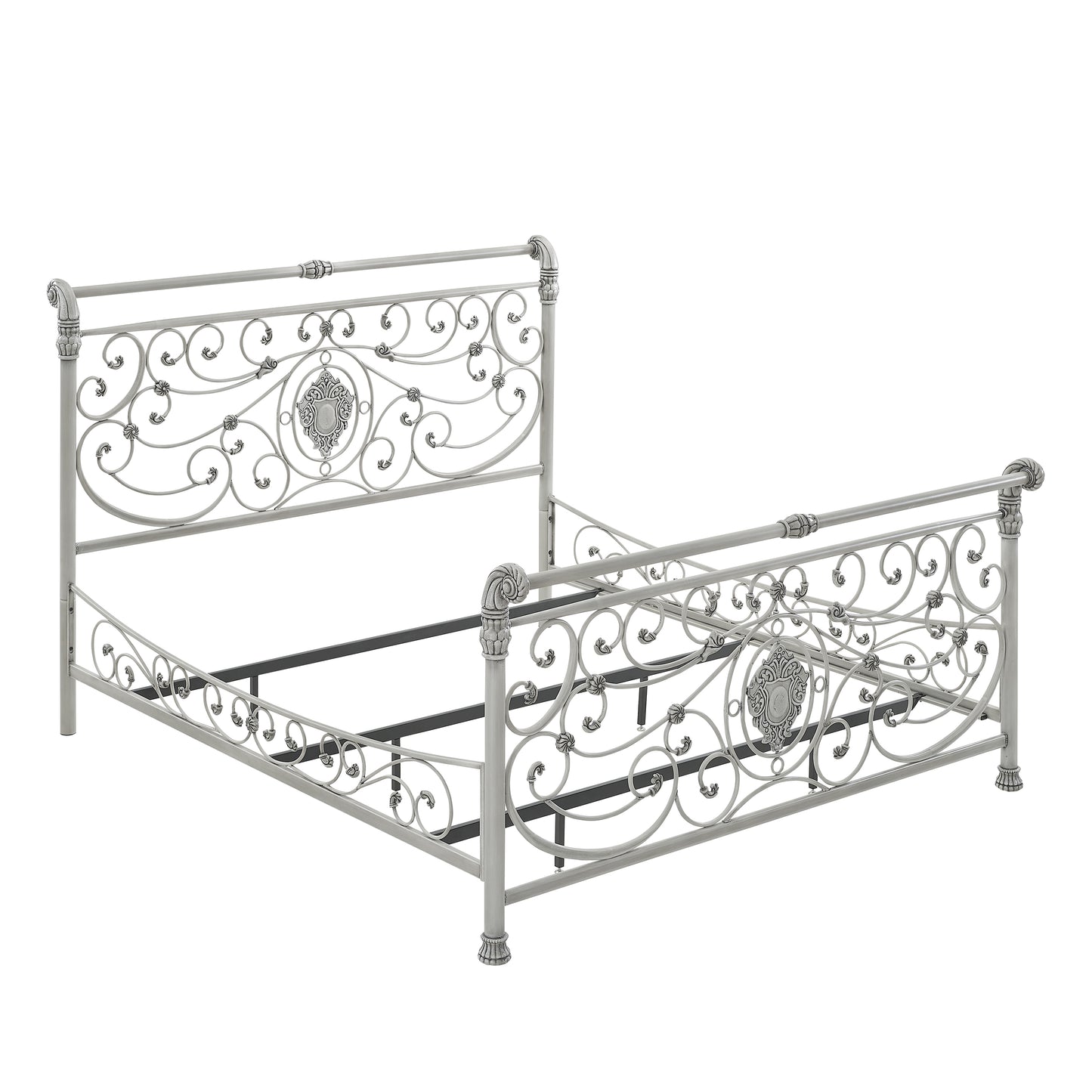 Hillsdale Furniture Mercer King Metal Sleigh Bed, Brushed White