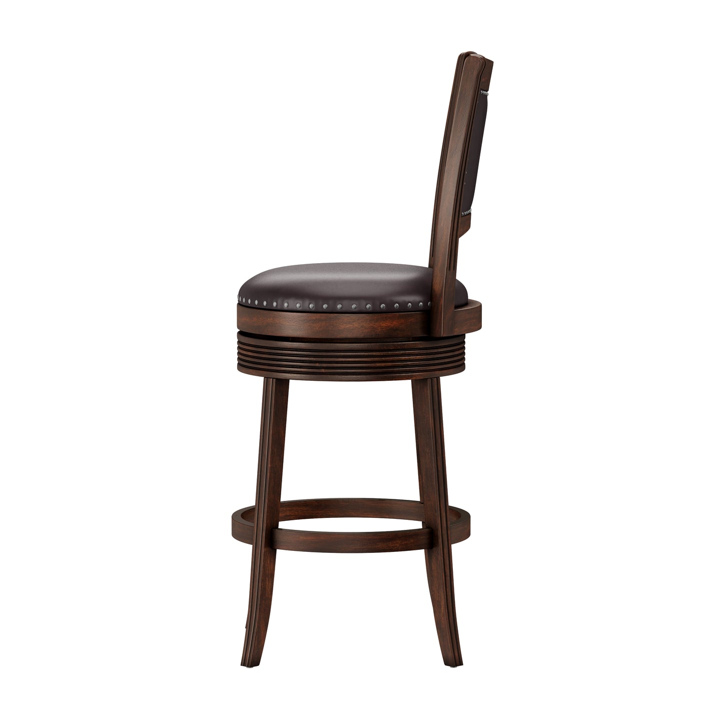 Hillsdale Furniture Lockefield Wood Bar Height Swivel Stool, Brown Cherry