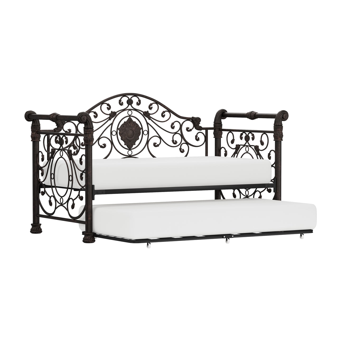 Hillsdale Furniture Mercer Metal Twin Daybed with Roll Out Trundle, Antique Brown