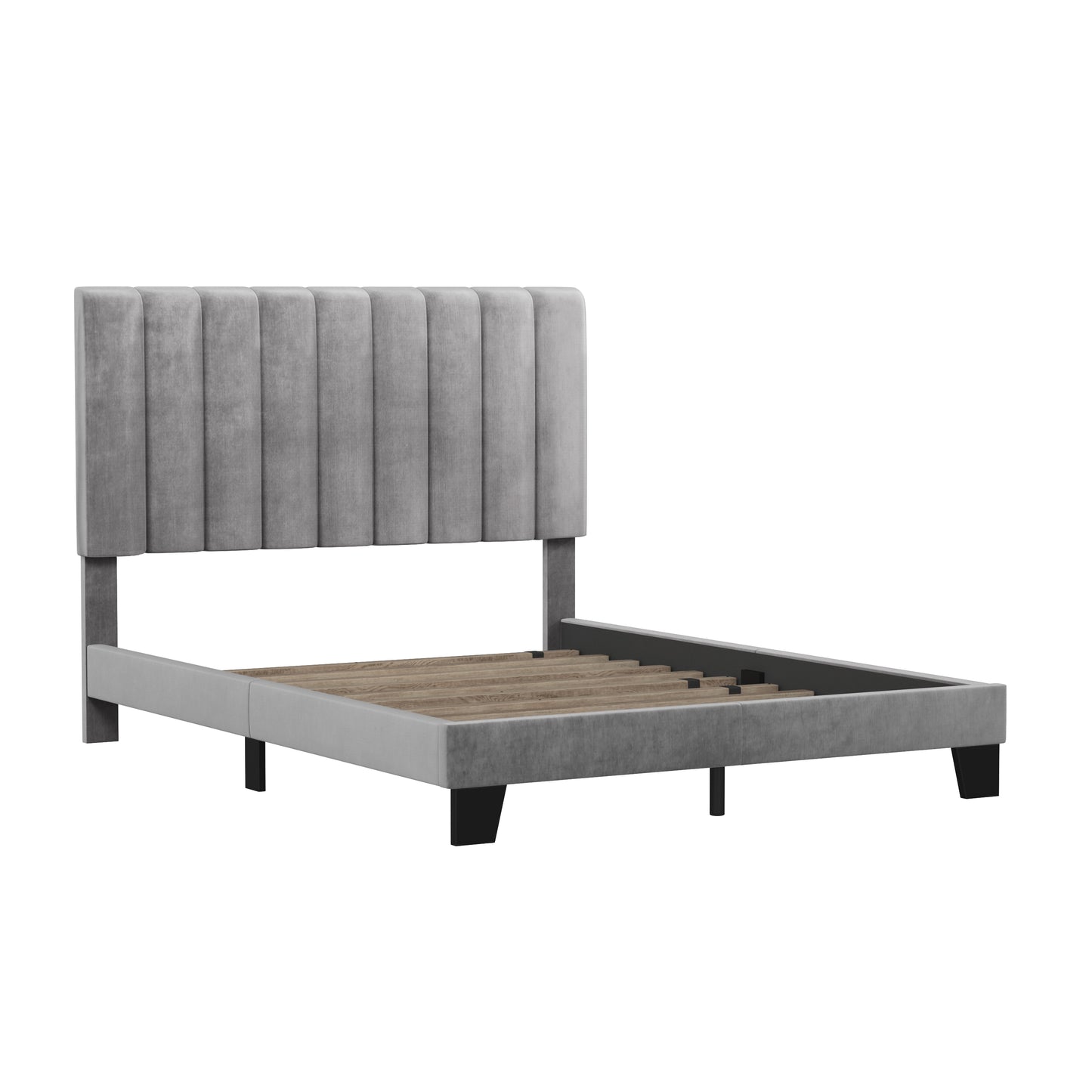 Hillsdale Furniture Crestone Upholstered Queen Platform Bed, Silver/Gray