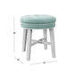 Hillsdale Furniture Sophia Tufted Backless Vanity Stool, White with Spa Blue Fabric