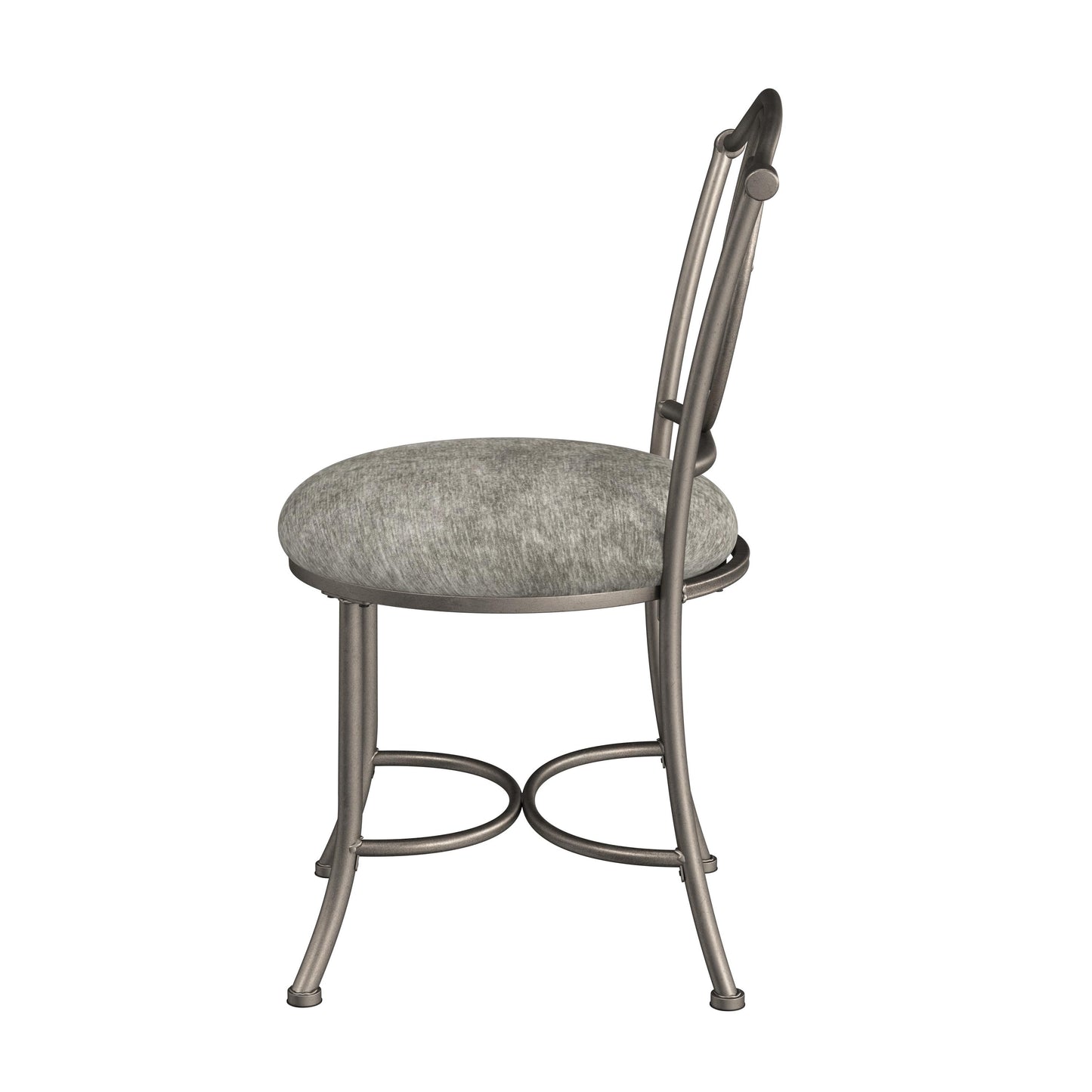 Hillsdale Furniture Emerson Metal Vanity Stool, Pewter