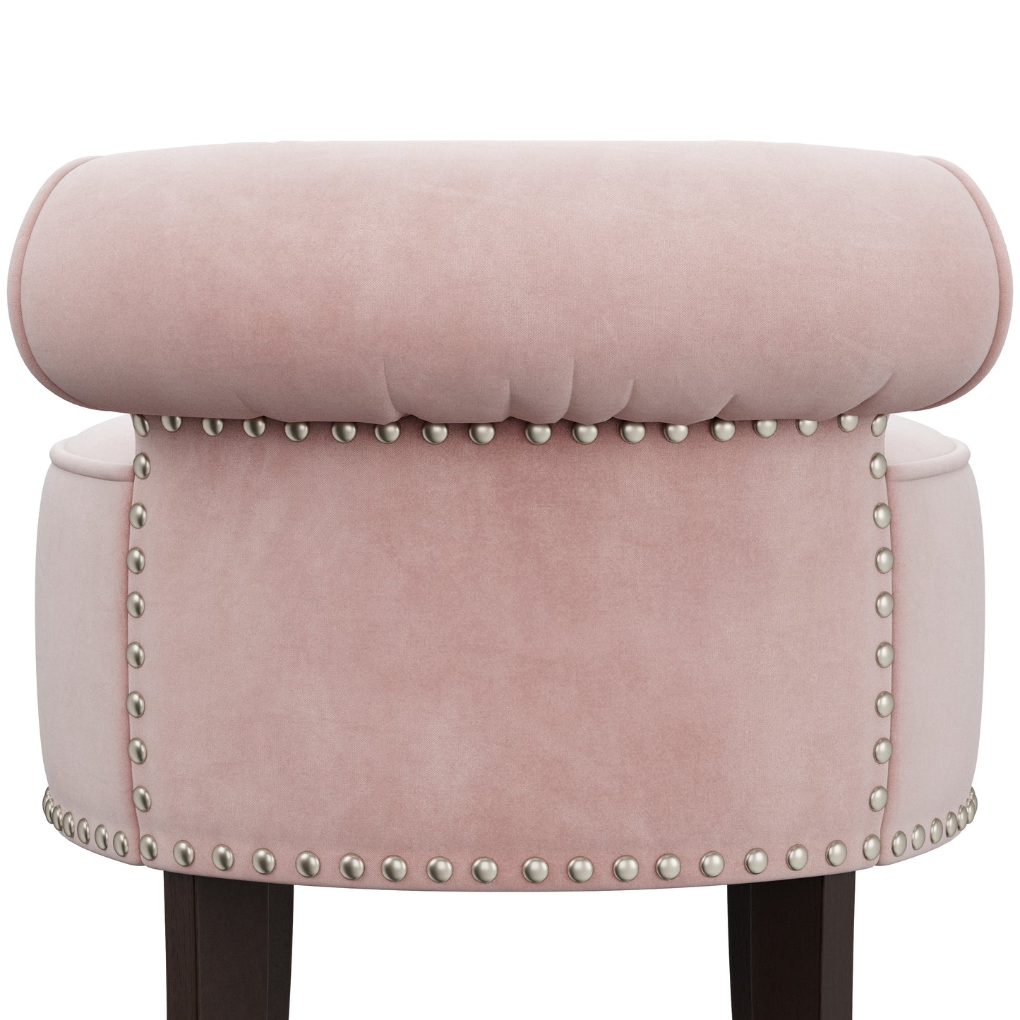 Hillsdale Furniture Lena Wood and Upholstered Vanity Stool, Espresso with Pink Fabric