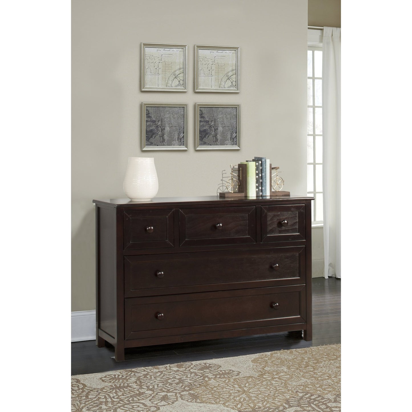 Hillsdale Kids and Teen Schoolhouse 4.0 Wood Dresser with 5 Drawers, Chocolate