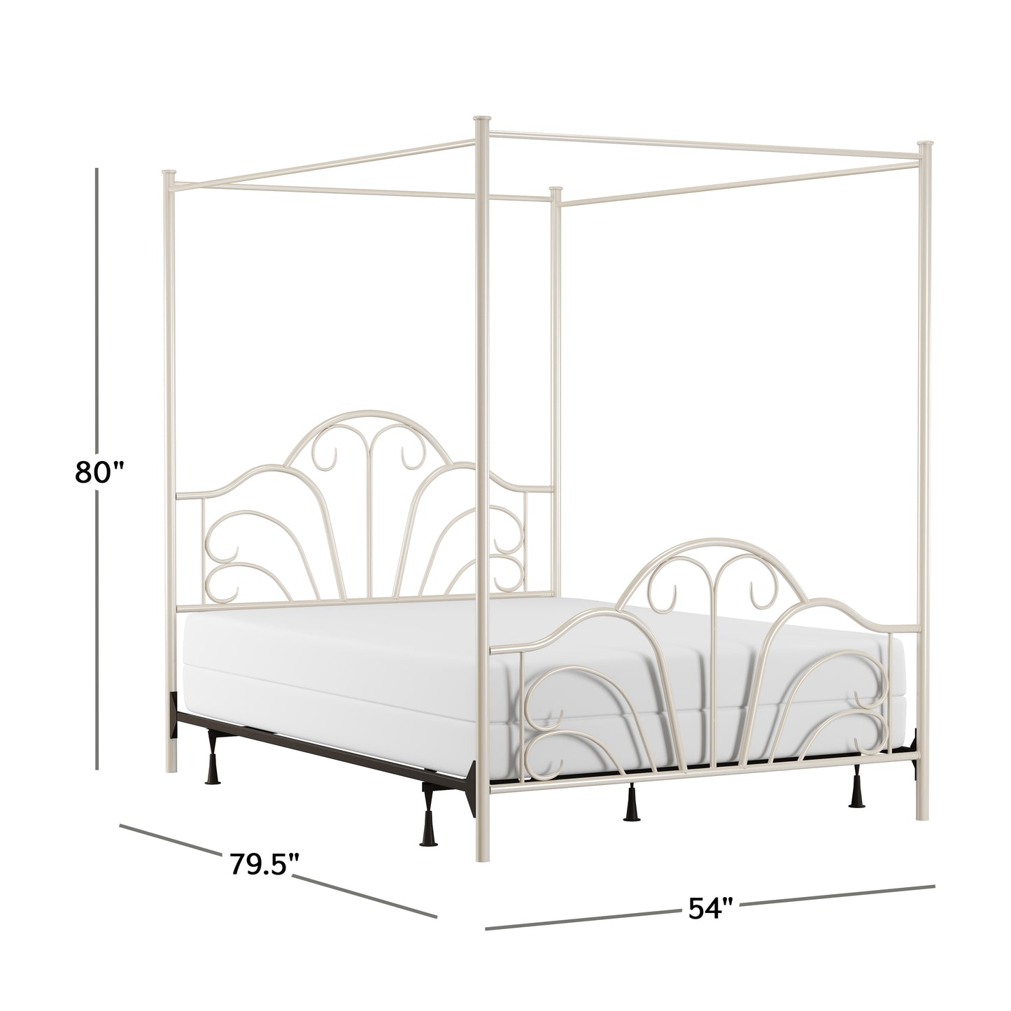 Hillsdale Furniture Dover Full Metal Canopy Bed, Cream