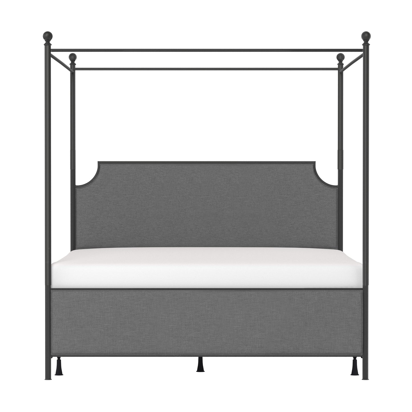 Hillsdale Furniture McArthur King Metal and Upholstered Canopy Bed, Matte Black with Gray Fabric