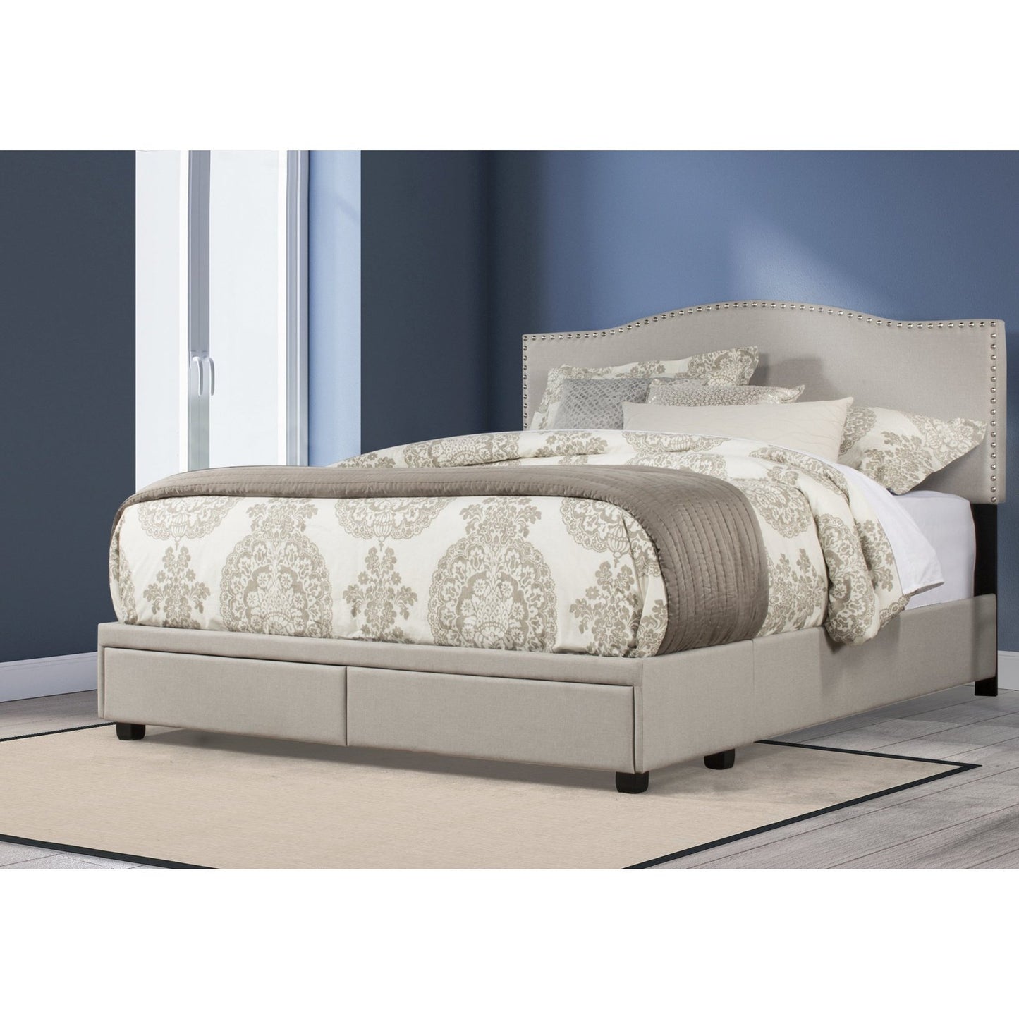 Hillsdale Furniture Kiley King Upholstered Adjustable Storage Bed, Fog