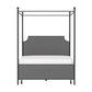 Hillsdale Furniture McArthur Queen Metal and Upholstered Canopy Bed, Matte Black with Gray Fabric