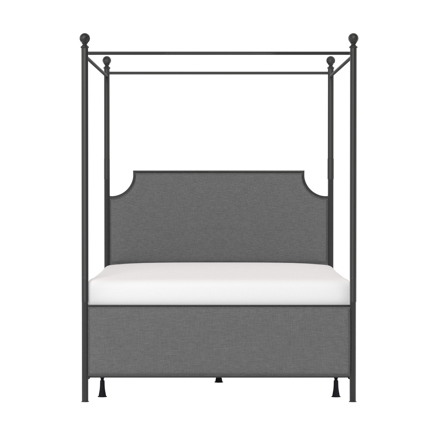 Hillsdale Furniture McArthur Queen Metal and Upholstered Canopy Bed, Matte Black with Gray Fabric