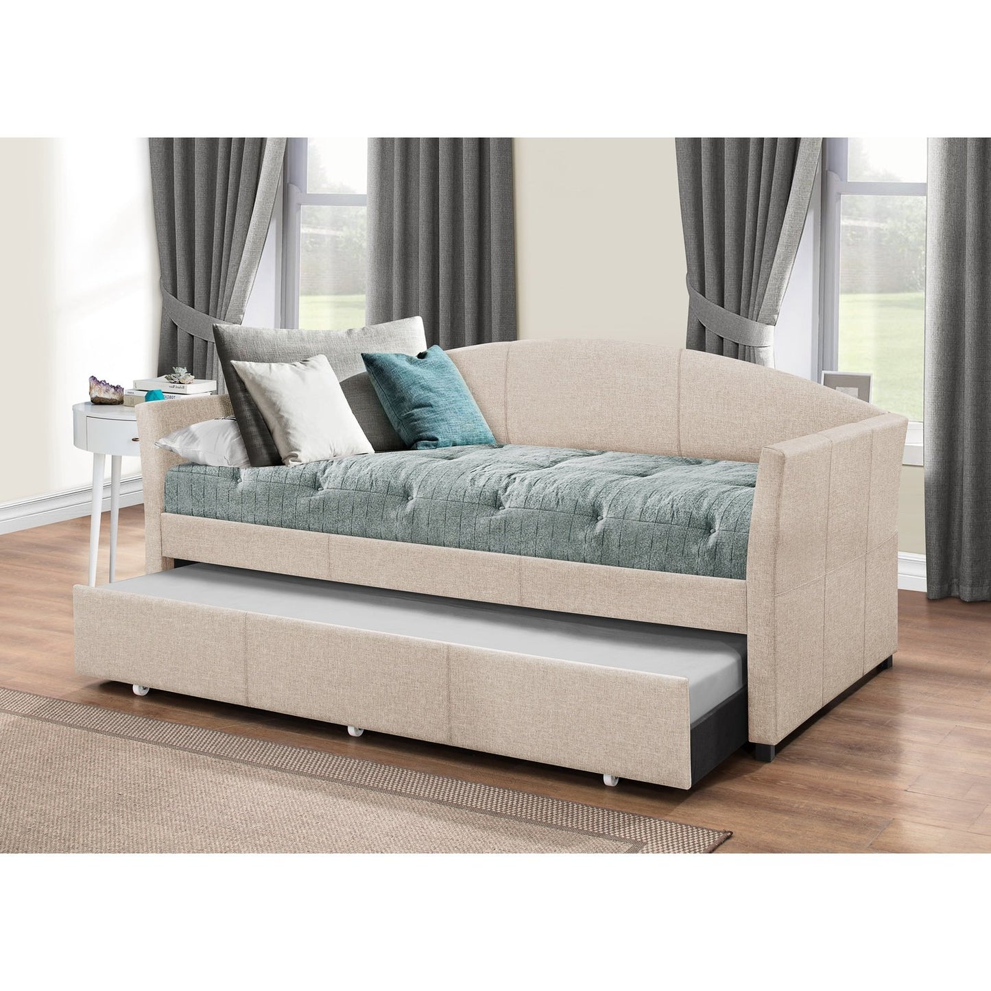 Hillsdale Furniture Westchester Upholstered Twin Daybed with Trundle, Fog