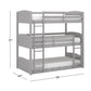 Living Essentials by Hillsdale Alexis Wood Arch Triple Twin Bunk Bed, Gray