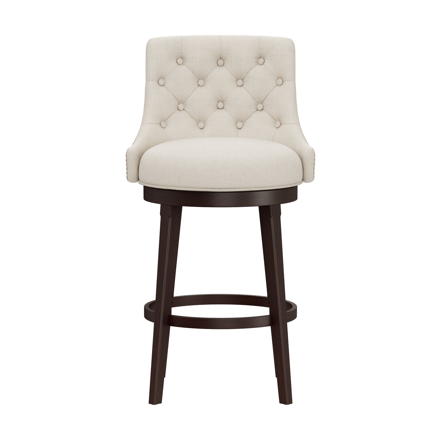 Hillsdale Furniture Halbrooke Wood Bar Height Swivel Stool, Cream Fabric