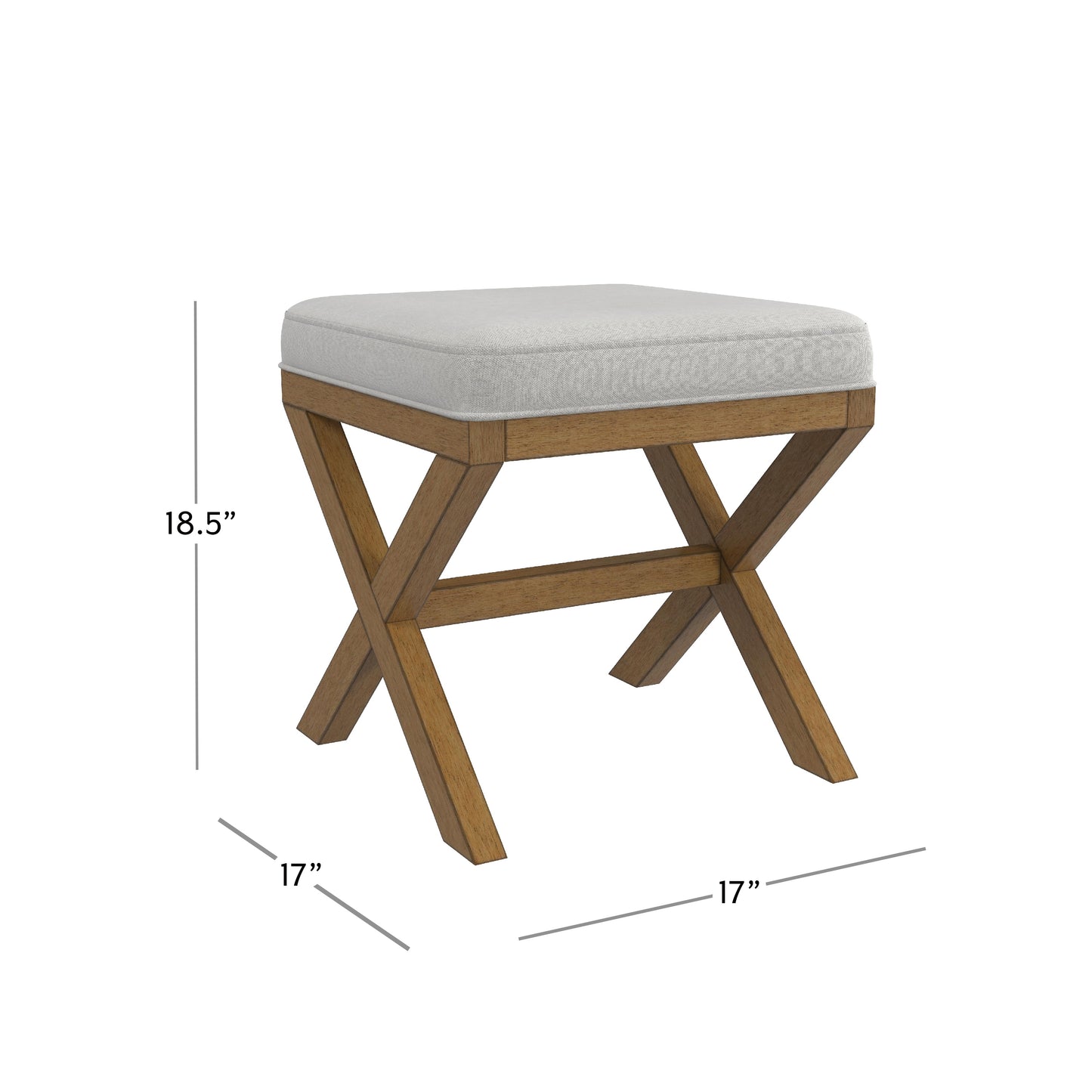 Hillsdale Furniture Somerset Backless Wood Vanity Stool, Dark Driftwood