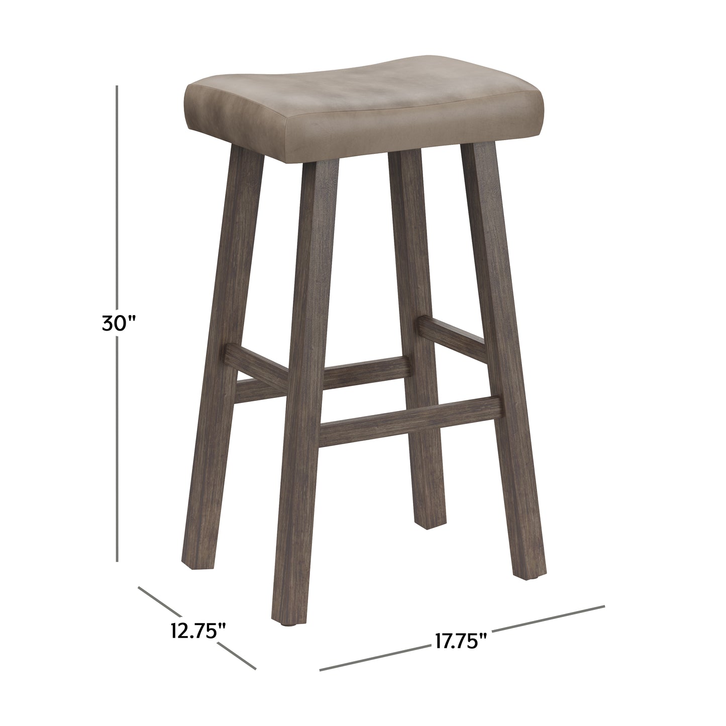 Hillsdale Furniture Saddle Wood Backless Bar Height Stool, Rustic Gray