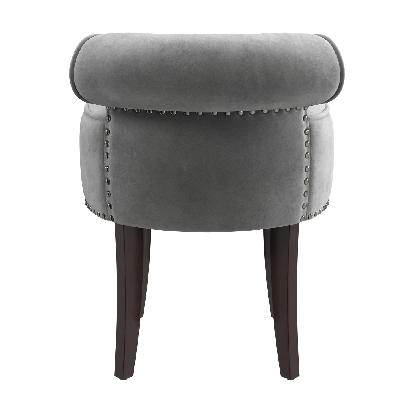 Hillsdale Furniture Lena Wood and Upholstered Vanity Stool, Espresso with Steel Gray Velvet