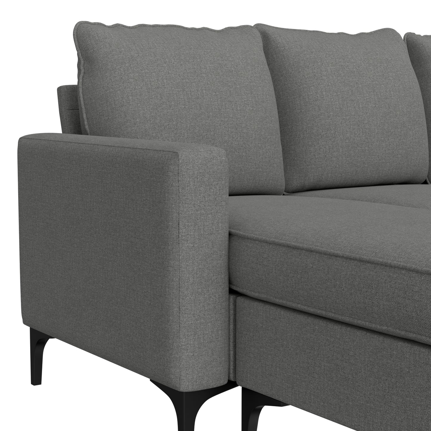 Hillsdale Furniture Alamay Upholstered Reversable Sectional Chaise Back Deck, Seat Deck, Front Rail, Ottoman, Back Cushions, Seat Cushions And Chaise Cushion, Smoke