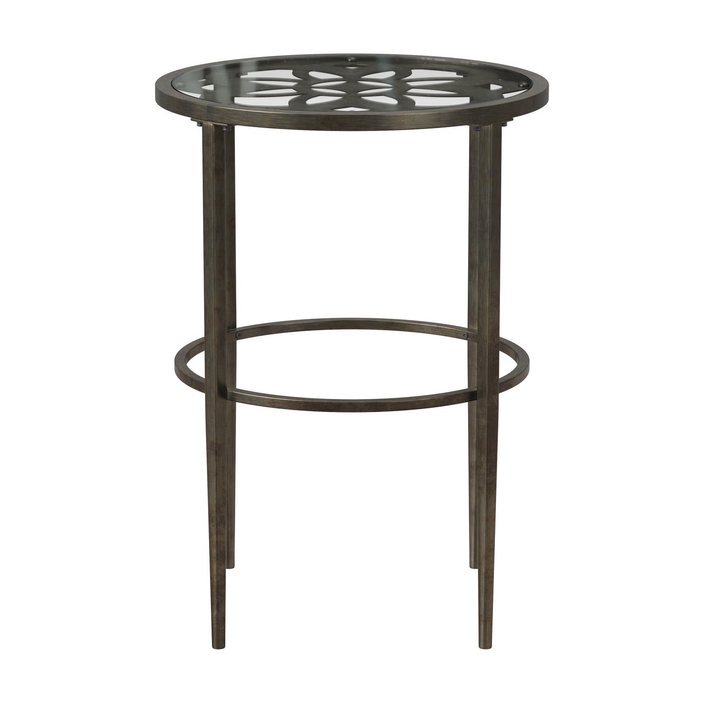 Hillsdale Furniture Marsala Metal End Table, Gray with Brown Rub