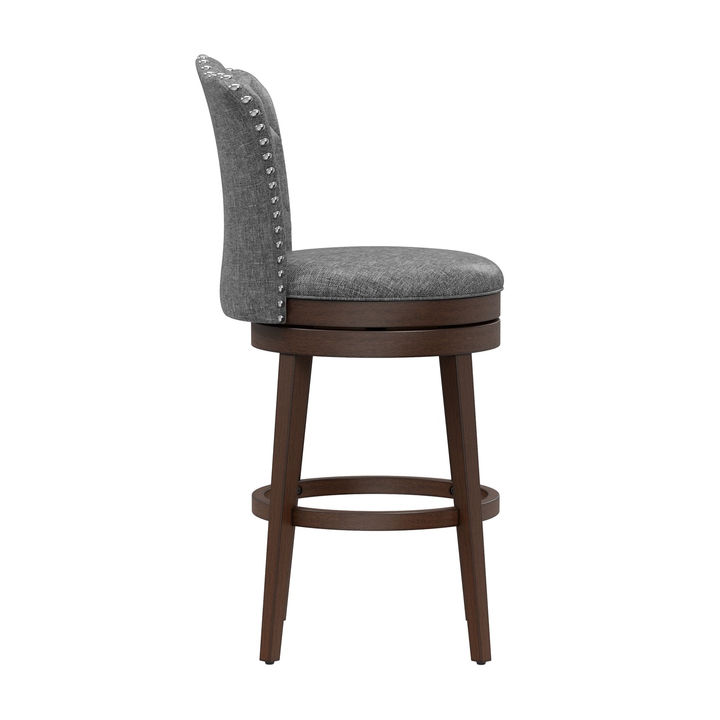 Hillsdale Furniture Edenwood Wood Bar Height Swivel Stool, Chocolate with Smoke Gray Fabric