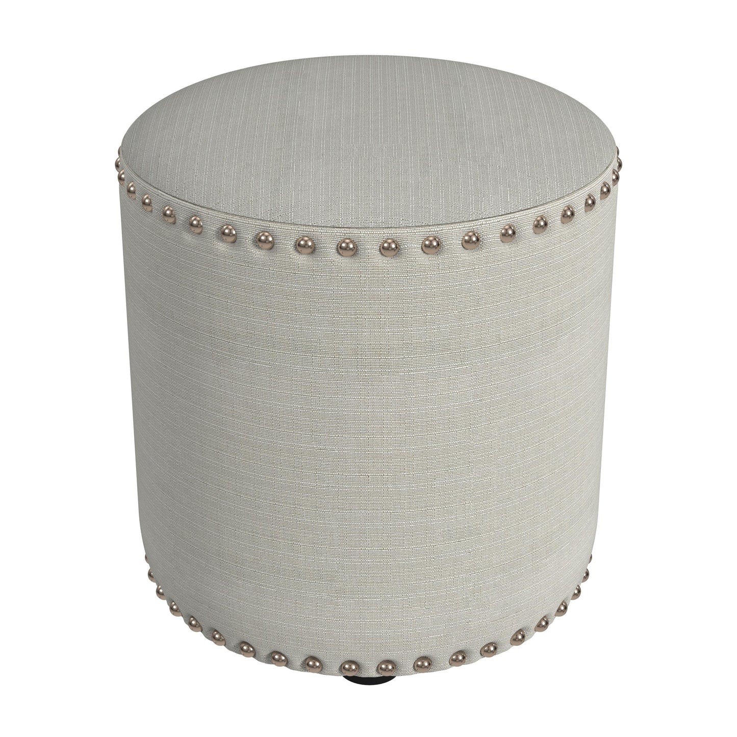 Hillsdale Furniture Laura Round Backless Upholstered Vanity Stool, Light Linen Gray