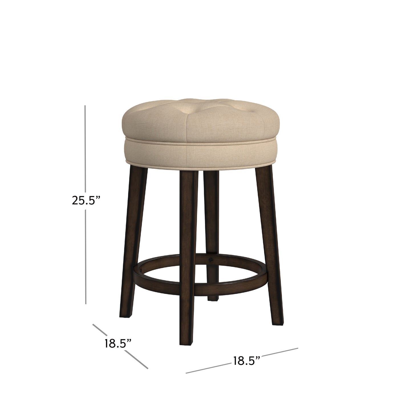 Hillsdale Furniture Krauss Wood Backless Counter Height Swivel Stool, Linen Stone