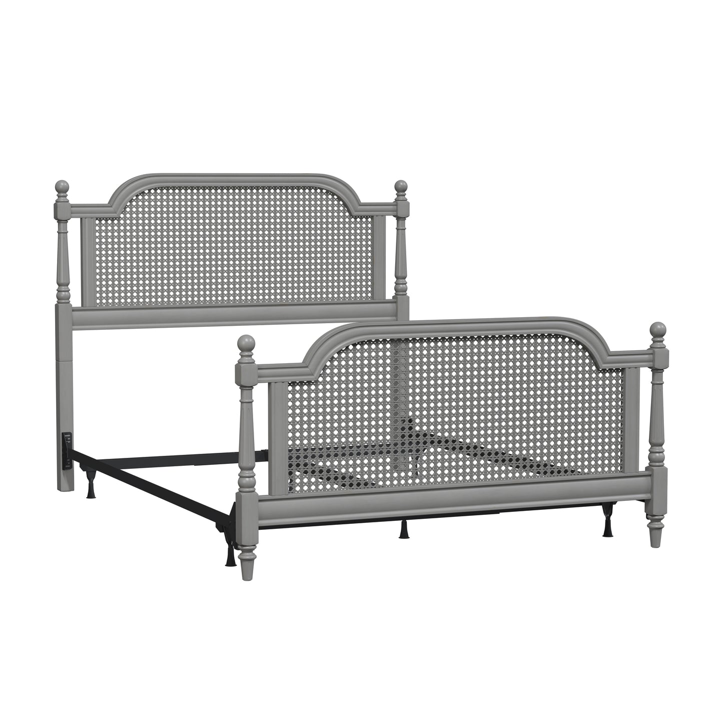 Hillsdale Furniture Melanie Wood and Cane Queen Bed, French Gray