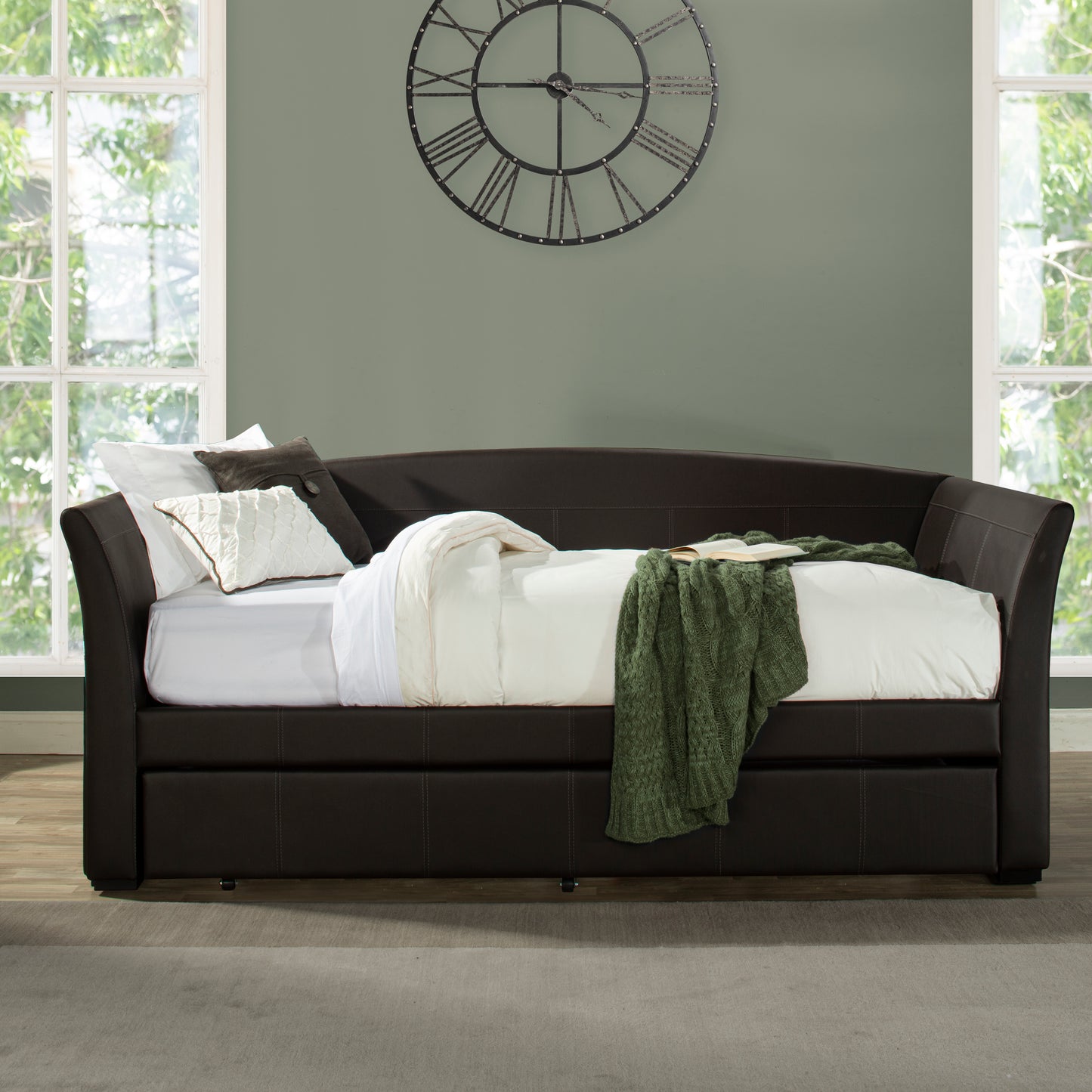 Hillsdale Furniture Montgomery Upholstered Twin Daybed with Trundle, Brown