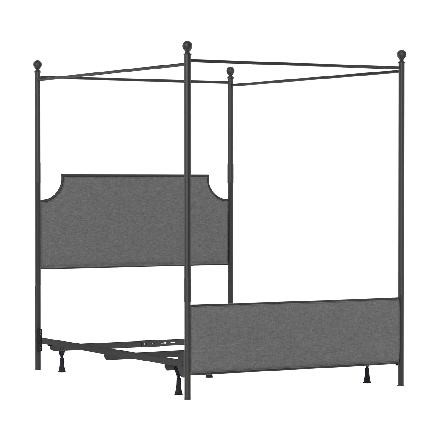 Hillsdale Furniture McArthur Queen Metal and Upholstered Canopy Bed, Matte Black with Gray Fabric