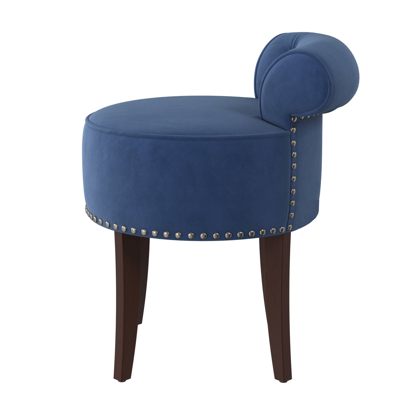 Hillsdale Furniture Lena Wood and Upholstered Vanity Stool, Espresso with Blue Velvet