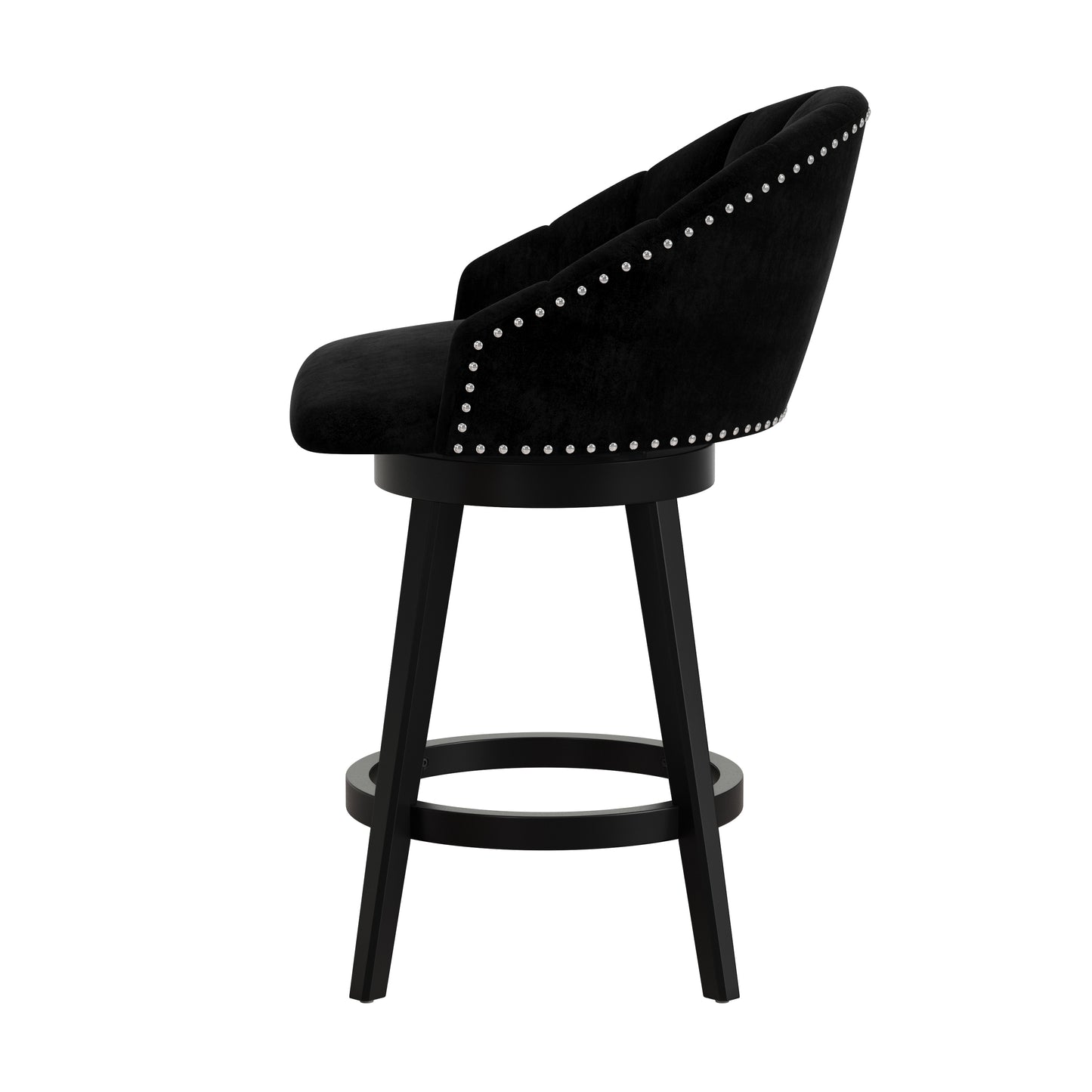 Hillsdale Furniture Dulcie Wood and Upholstered Counter Height Swivel Stool, Black