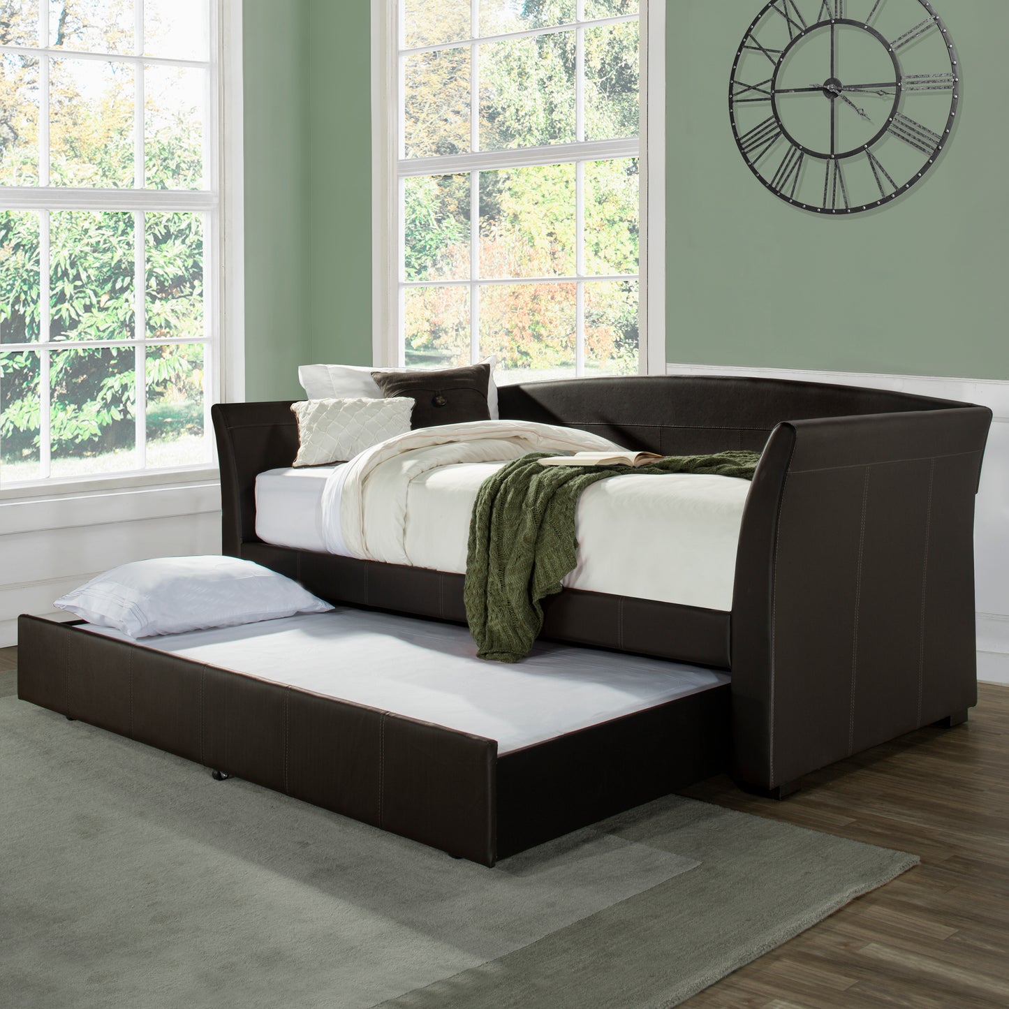 Hillsdale Furniture Montgomery Upholstered Twin Daybed with Trundle, Brown