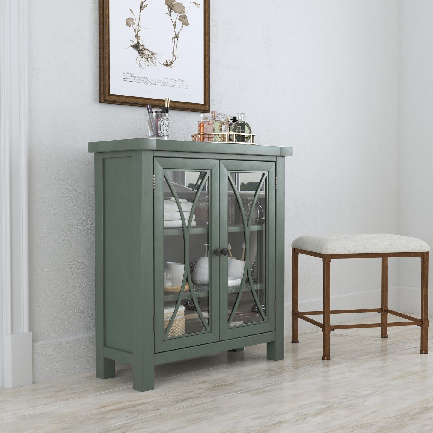 Hillsdale Furniture Bayside Wood 2 Door Console Cabinet, Robin Egg Blue