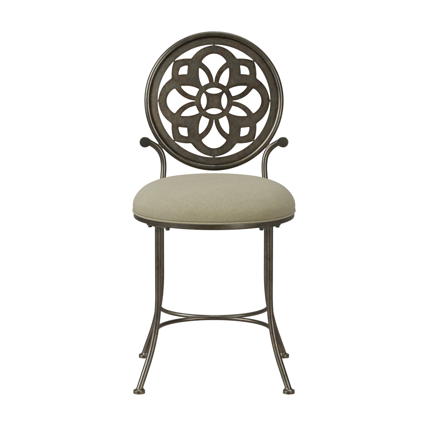 Hillsdale Furniture Marsala Metal Vanity Stool, Antique Gray