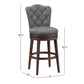 Hillsdale Furniture Edenwood Wood Bar Height Swivel Stool, Chocolate with Smoke Gray Fabric