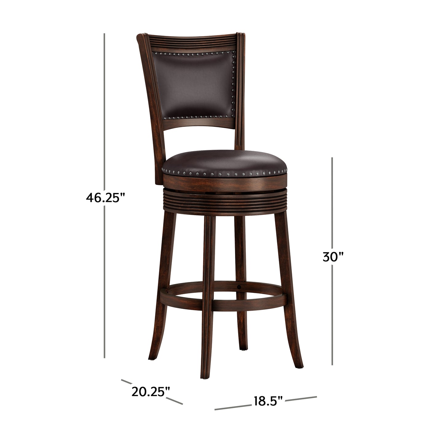 Hillsdale Furniture Lockefield Wood Bar Height Swivel Stool, Brown Cherry