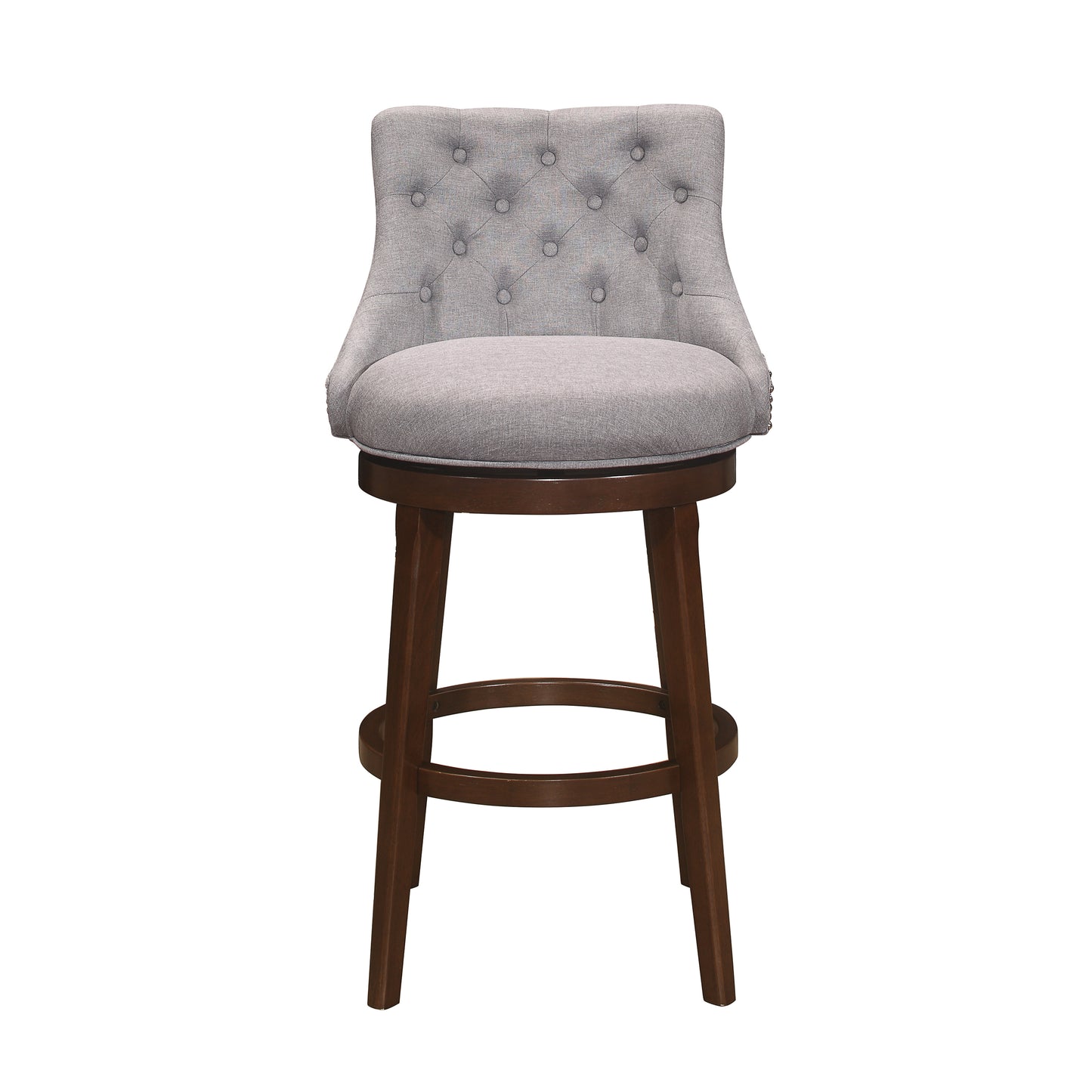 Hillsdale Furniture Halbrooke Wood Swivel Bar Height Stool, Gray Fabric