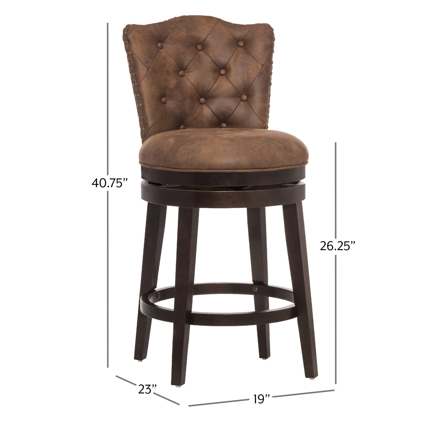 Hillsdale Furniture Edenwood Wood Counter Height Swivel Stool, Chocolate with Chestnut Faux Leather