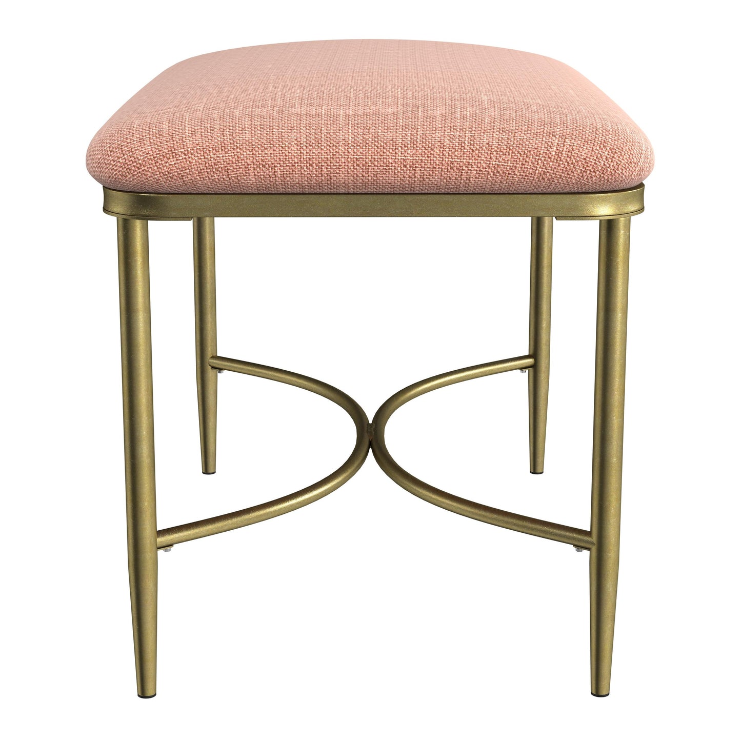 Hillsdale Furniture Wimberly Modern Backless Metal Vanity Stool, Gold with Coral Fabric