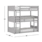 Living Essentials by Hillsdale Capri Wood Triple Bunk Bed, Gray