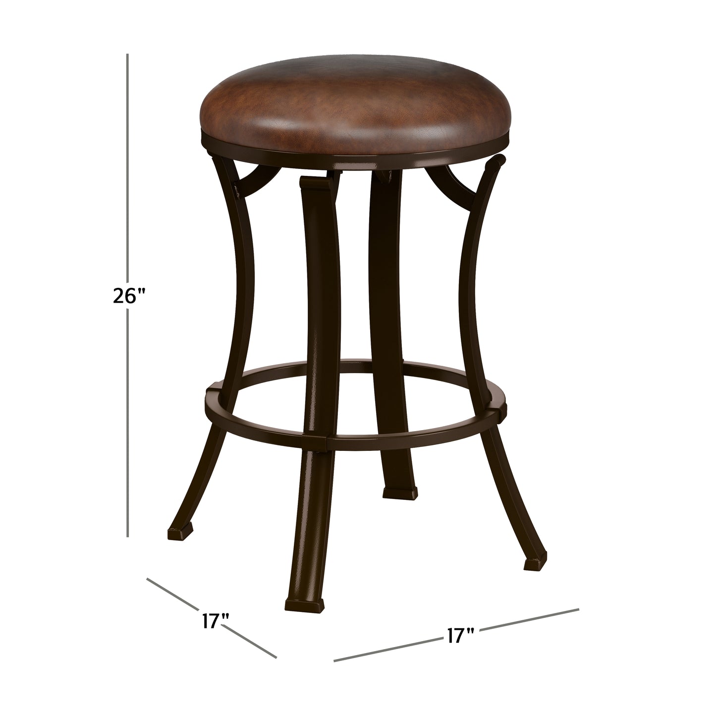 Hillsdale Furniture Kelford Metal Backless Counter Height Swivel Stool, Antique Bronze