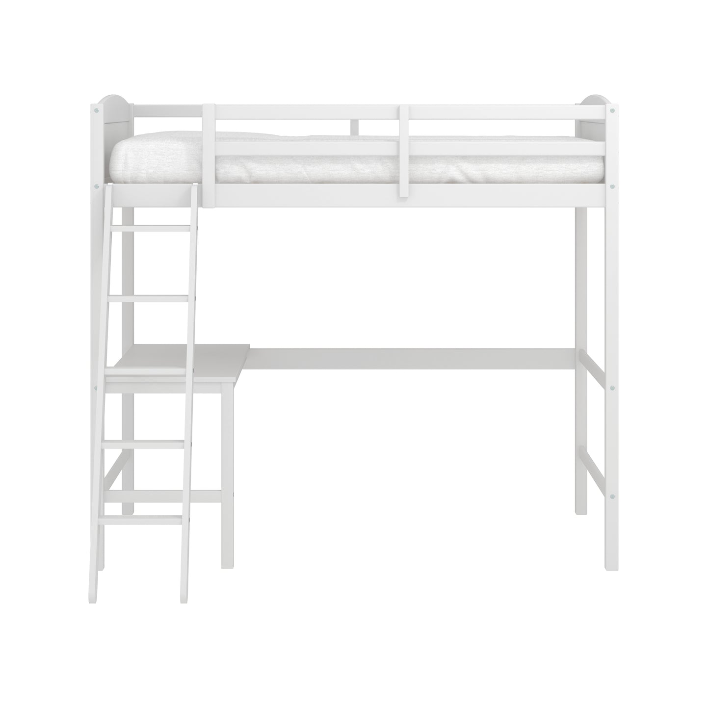 Living Essentials by Hillsdale Alexis Wood Arch Twin Loft Bed with Desk, White