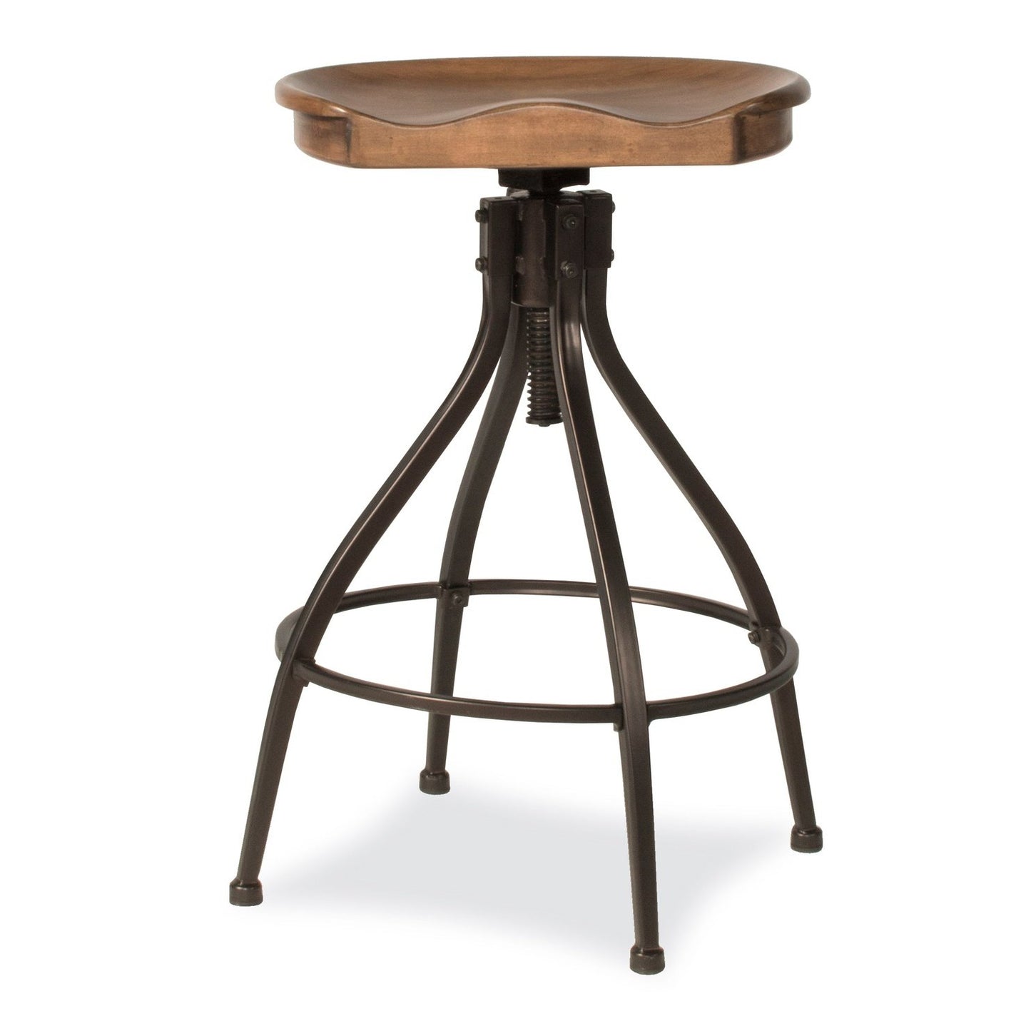 Hillsdale Furniture Worland Metal Backless Adjustable Height Swivel Stool, Brown Metal with Walnut Finished Wood