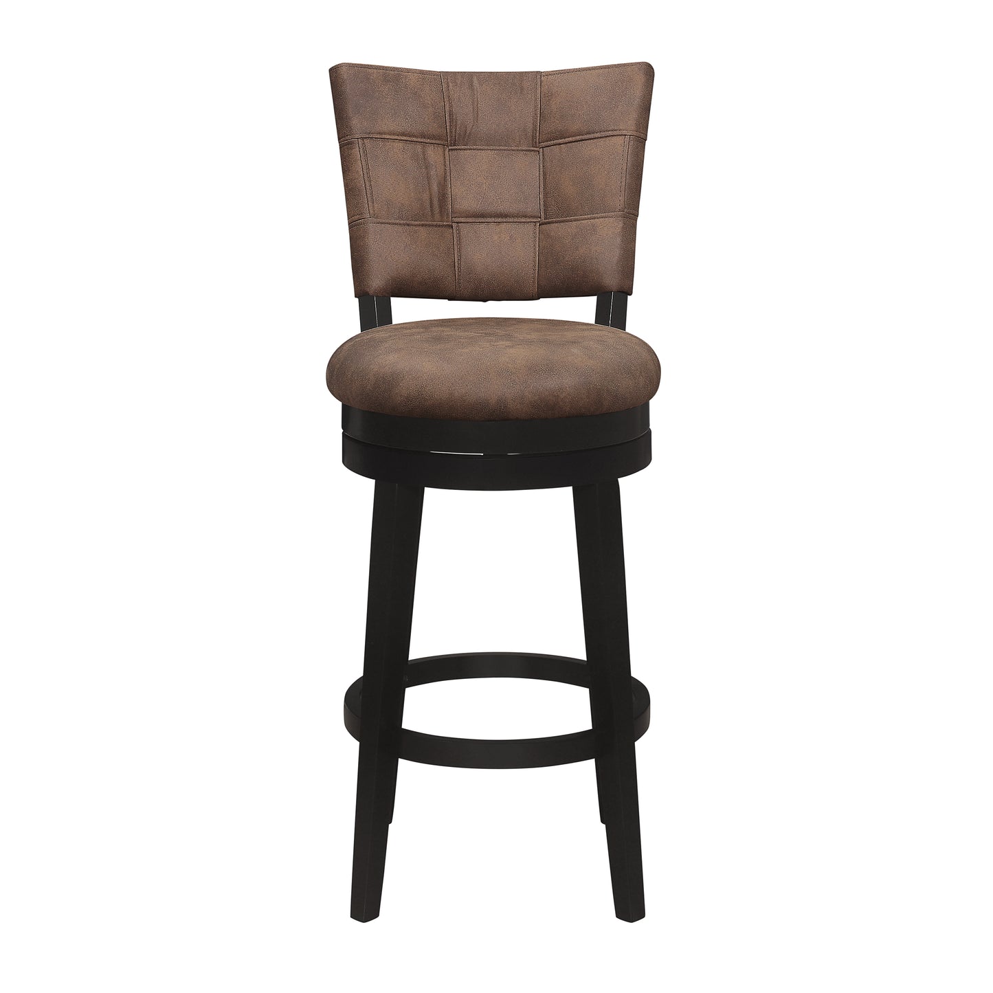 Hillsdale Furniture Kaede Wood and Upholstered Bar Height Swivel Stool, Black with Chestnut Faux Leather