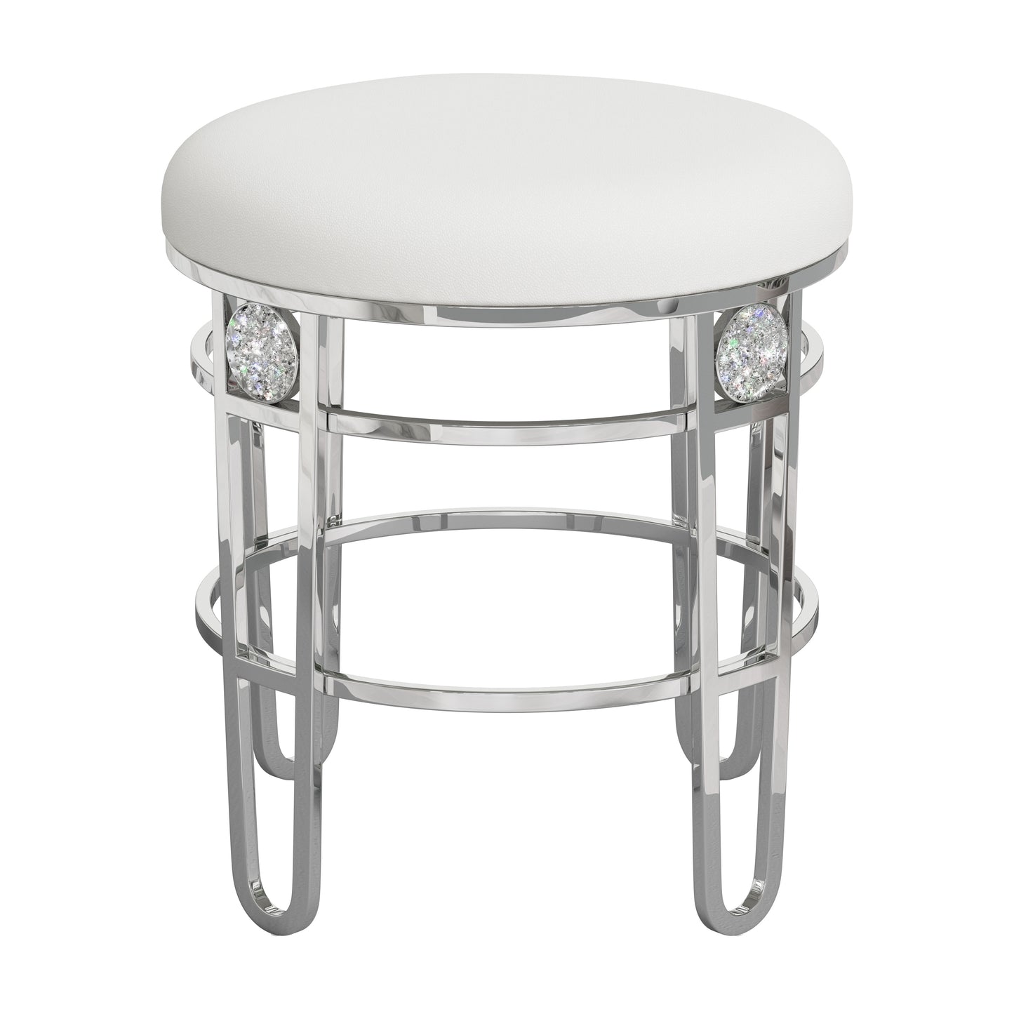 Hillsdale Furniture Dessa Glam Metal Vanity Stool, Chrome