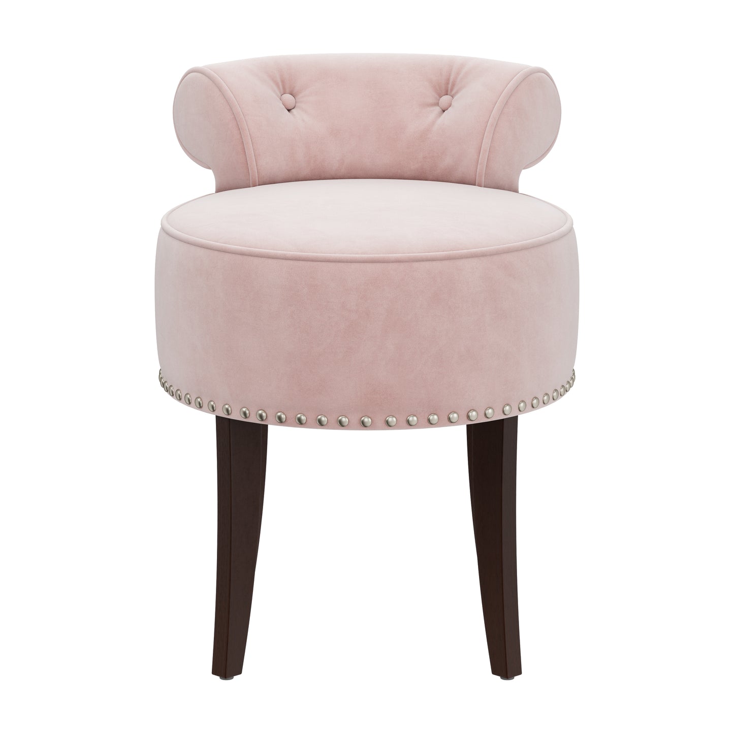 Hillsdale Furniture Lena Wood and Upholstered Vanity Stool, Espresso with Pink Fabric