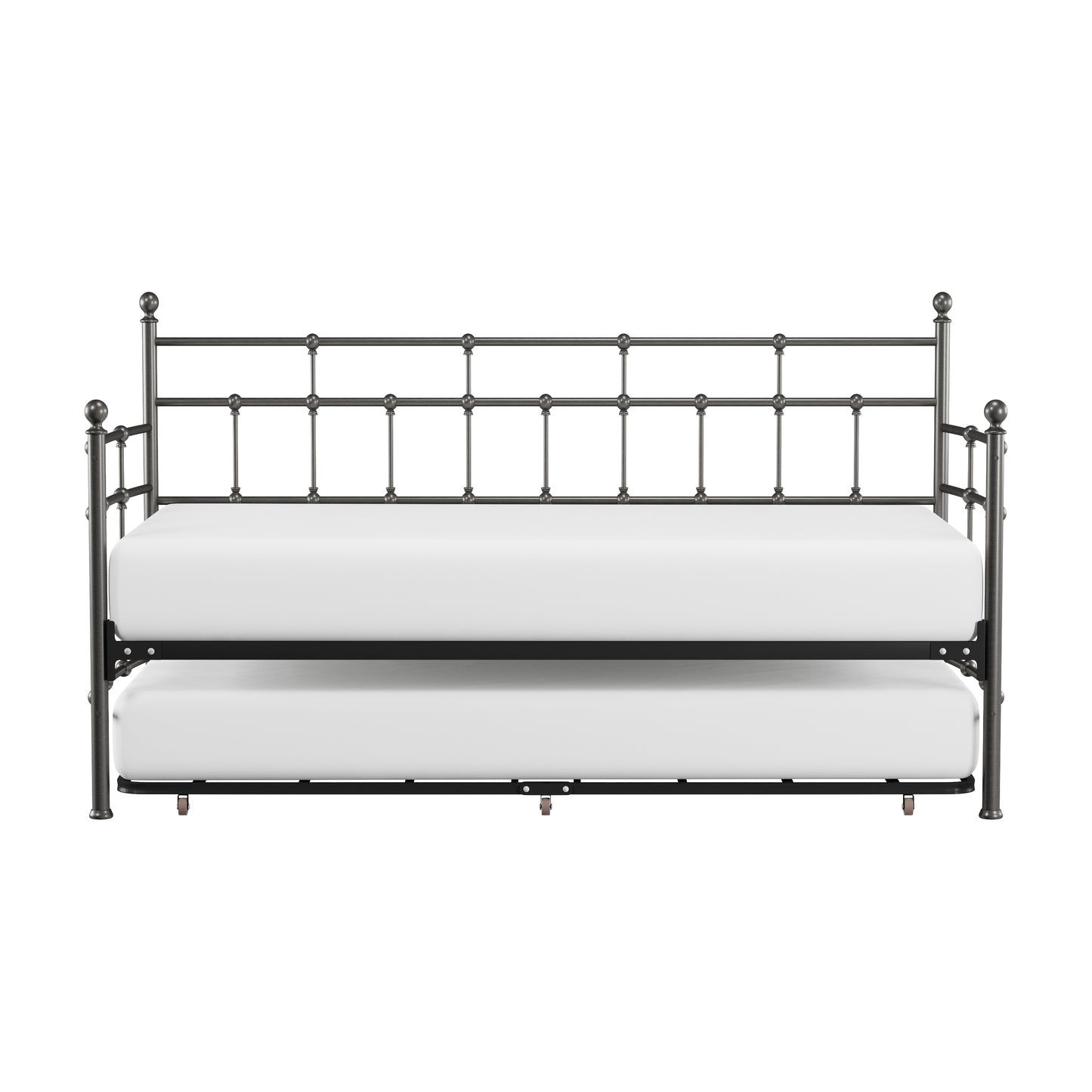 Hillsdale Furniture Providence Metal Twin Daybed with Roll Out Trundle, Aged Pewter