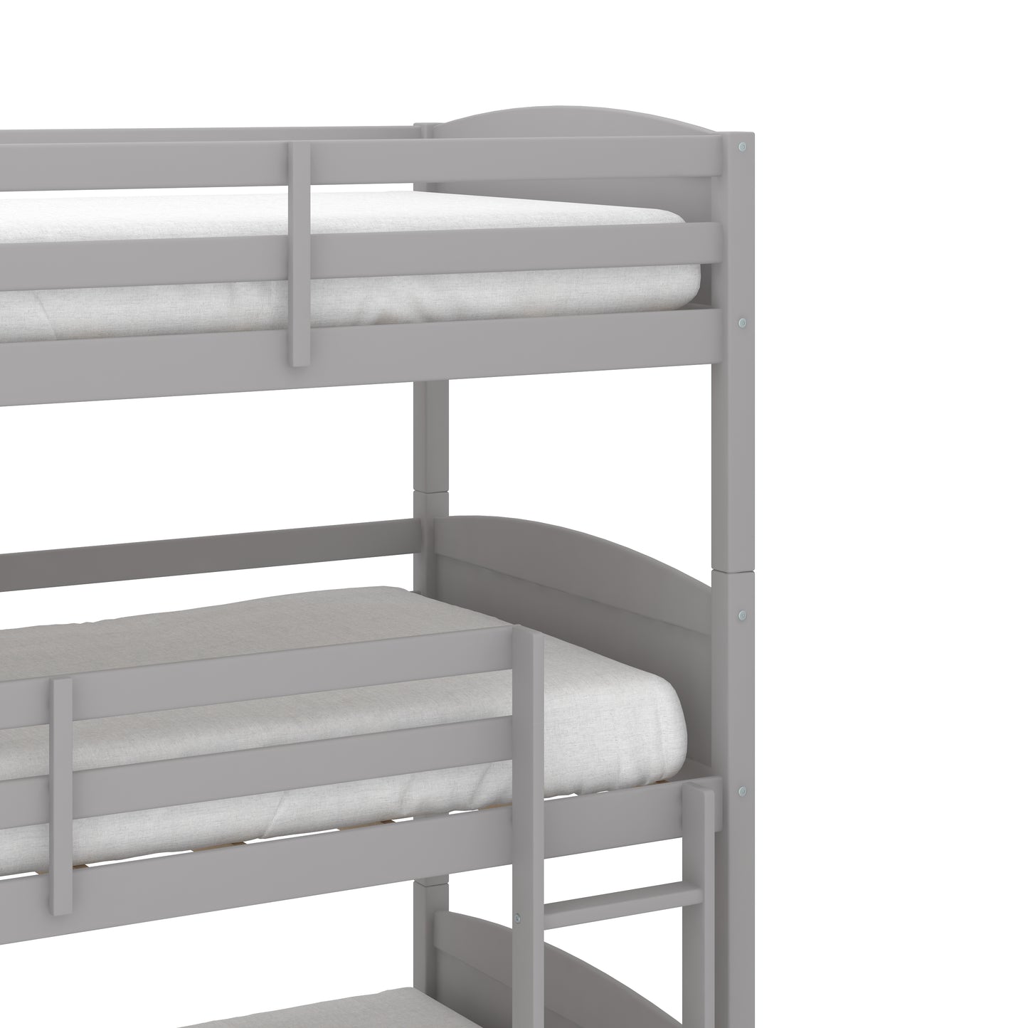 Living Essentials by Hillsdale Alexis Wood Arch Triple Twin Bunk Bed, Gray