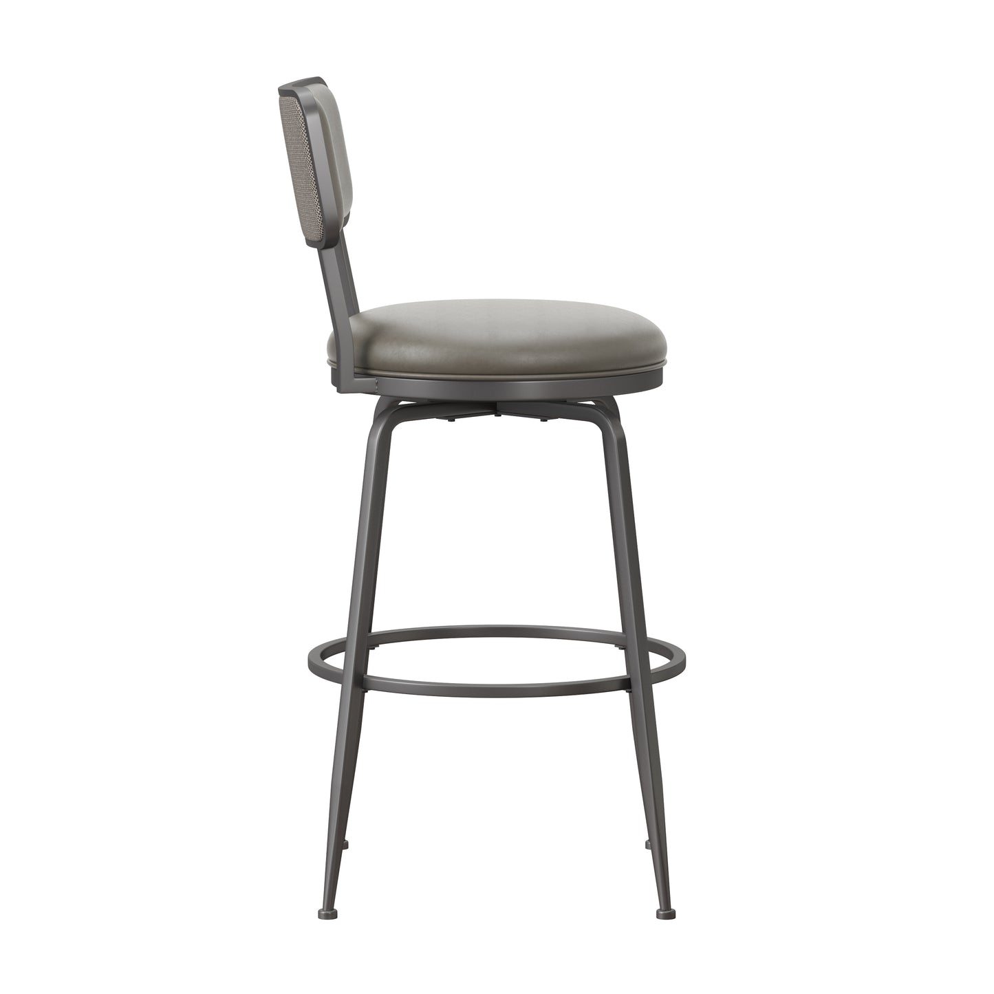 Hillsdale Furniture Baltimore Metal and Upholstered Swivel Bar Height Stool, Charcoal